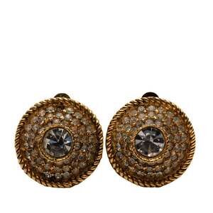 Chanel Earrings Rhinestone Gold-Tone #229098C47B